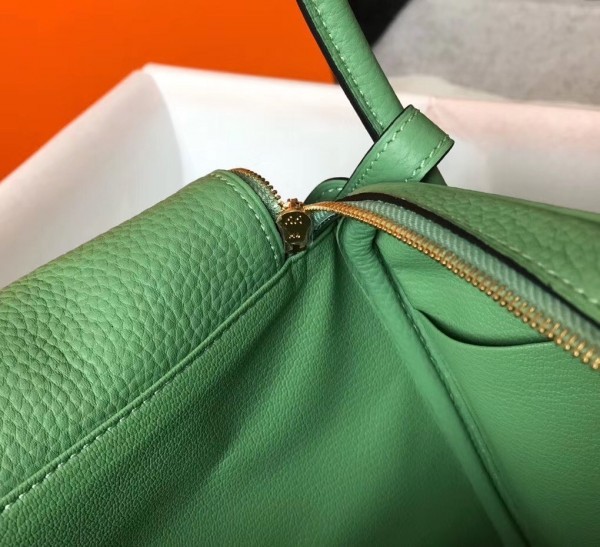Replica Hermes Lindy 26cm Bag In Vert Amande Clemence Leather GHW