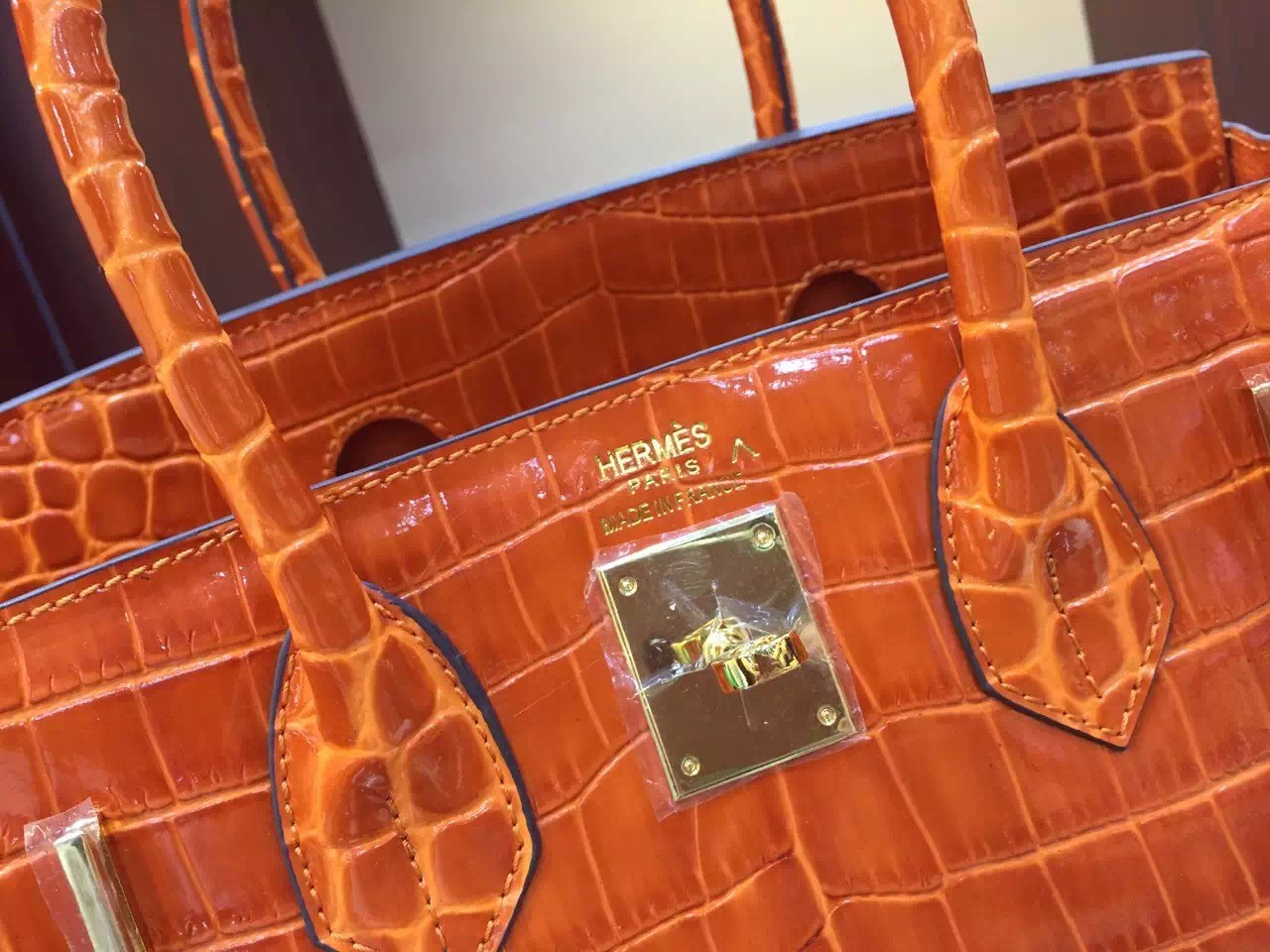 Birkin 30 crocodile handbag Hermès Orange in Crocodile - 27692229