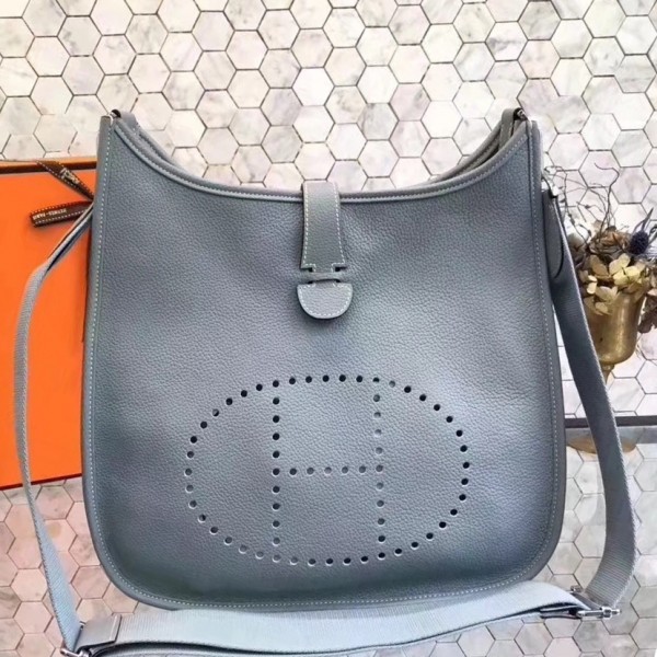 Replica Hermes Evelyne III 29 PM Bag In Blue Lin Clemence Leather