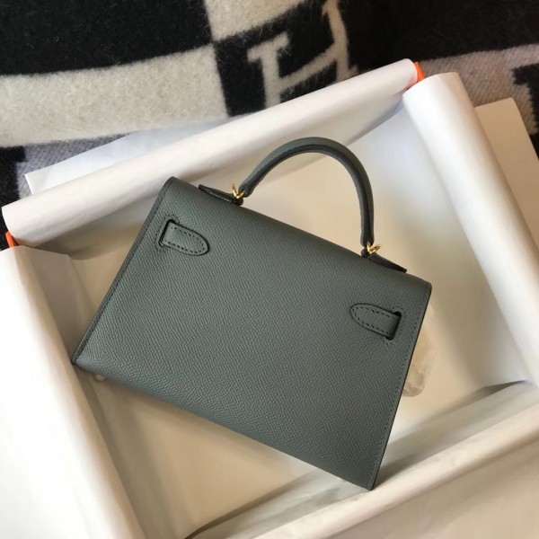 Hermes Kelly Mini II Handbag In Vert Amande Epsom Leather QY01029