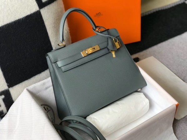 Replica Hermes Kelly 28cm Bag In Vert Amande Epsom Leather GHW