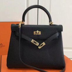 Replica Hermes Kelly 32cm Bag In Blue Agate Clemence Leather GHW
