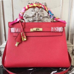 Designer Replica Hermes Rose Dragee Swift Kelly Retourne 28cm Handmade Bag  QY02193