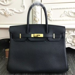 Fake Hermes Birkin 30cm 35cm Bag In Black Crocodile Leather