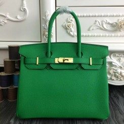 Hermes Vert Amande Clemence Birkin 30cm Handbag GHW QY01178