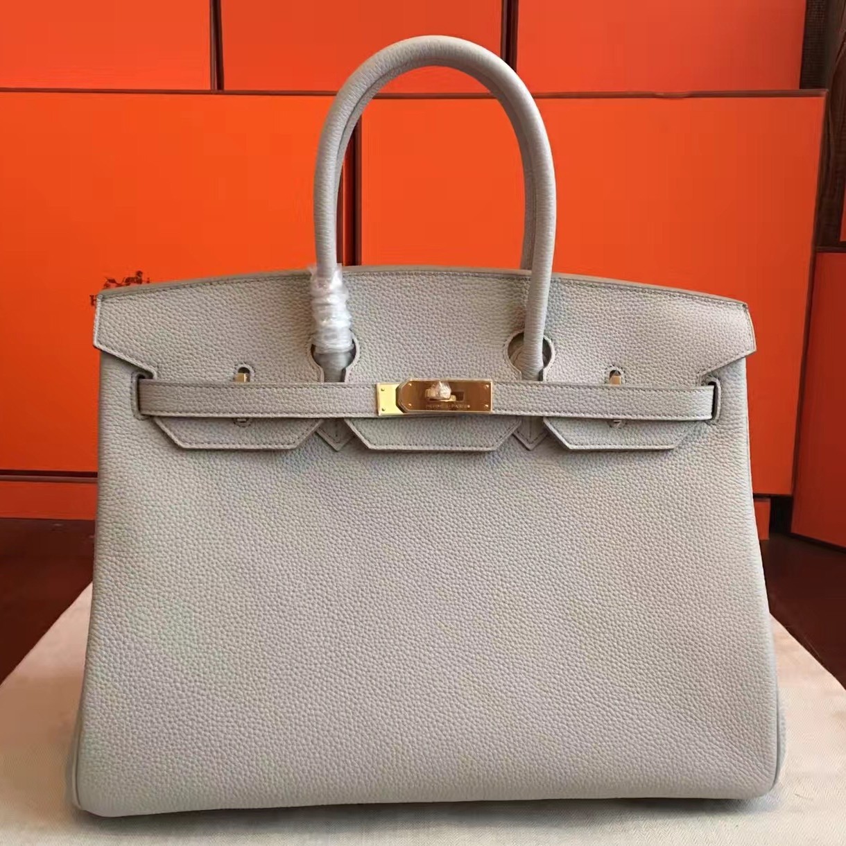 Hermes Pearl Grey Clemence Birkin 35cm Handmade Bag QY00317 | Hermes ...